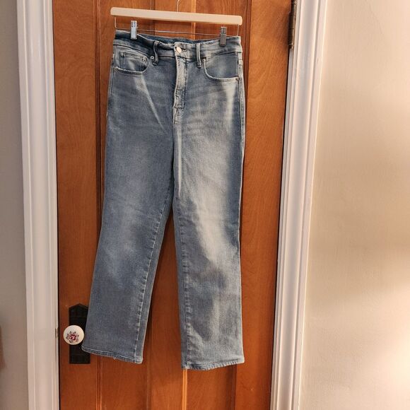 Good American Good Curve Straight Jeans Indigo 390 Light Blue Summery, Sz 29 - Picture 2 of 8